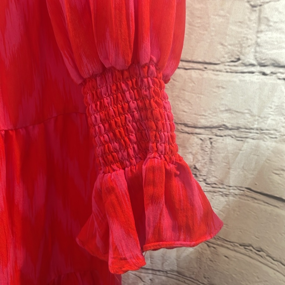 Tuckernuck Pomander Place Red & Pink Long Sleeve Tiered Dress Size Small - Picture 7 of 14